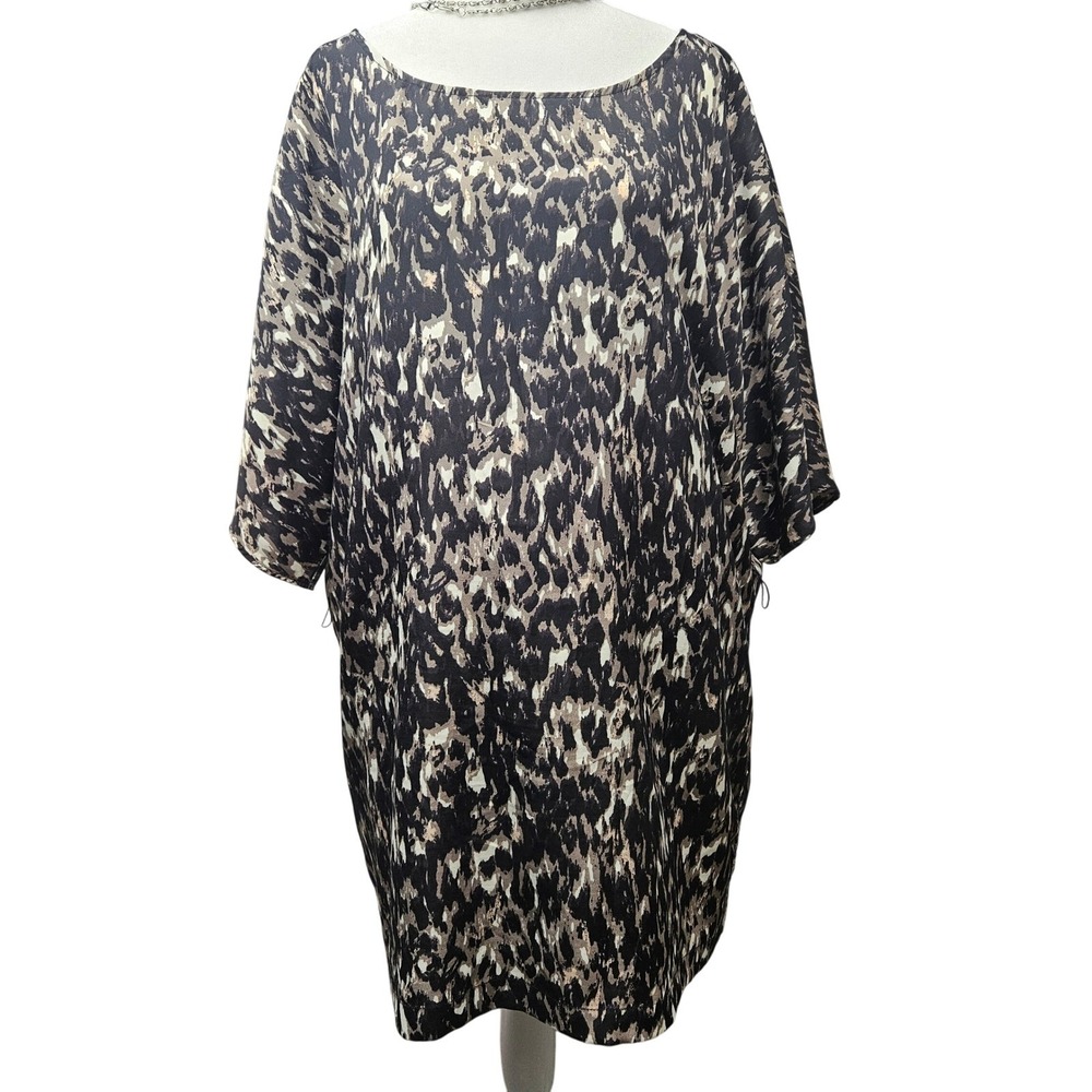 DASH by Kardashian Women's XL Leopard Print Dolman Sleeve Tunic Dress